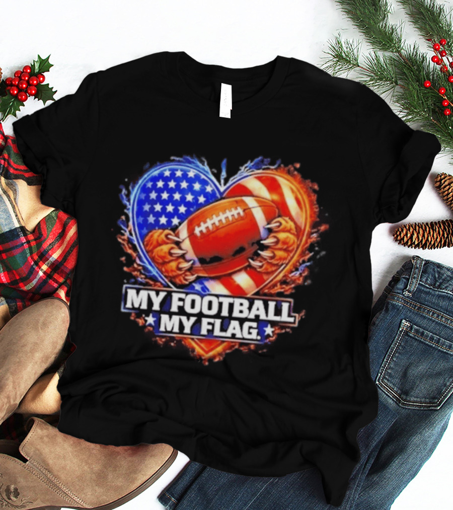 Heart American Football 2026 Season My Football My Flag T-Shirt