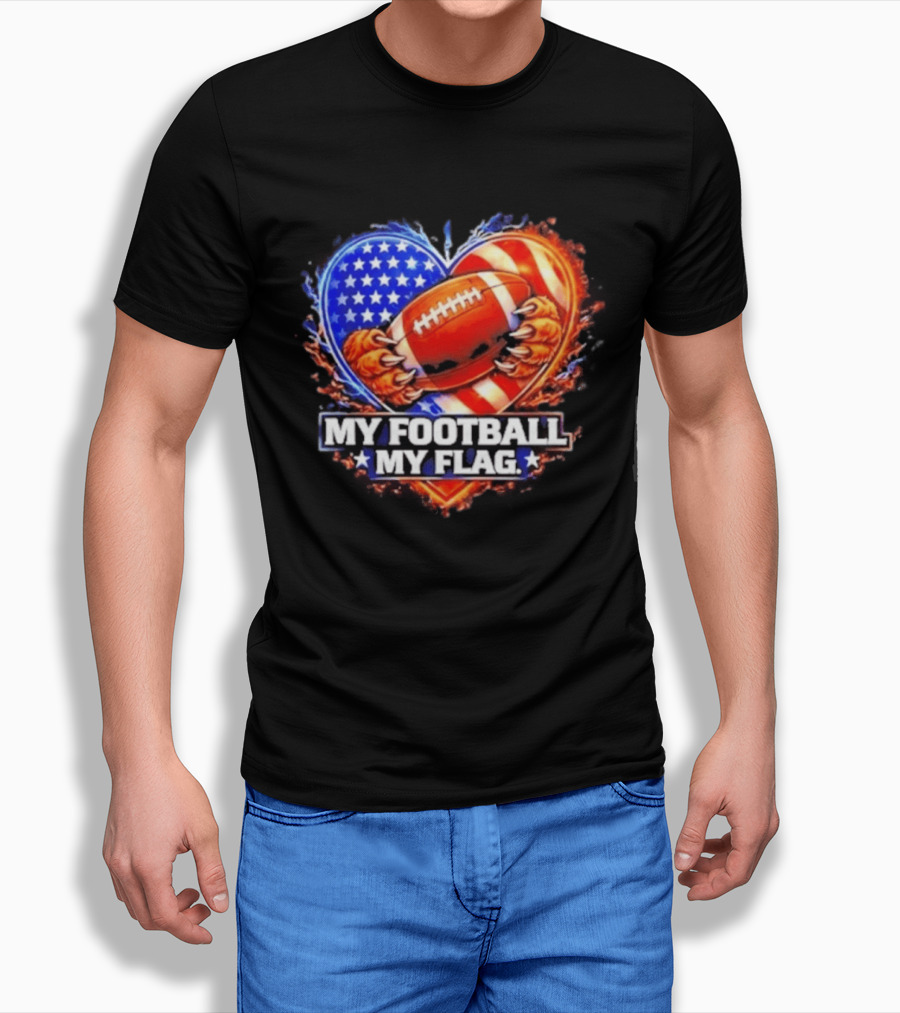 Heart American Football 2026 Season My Football My Flag T-Shirt