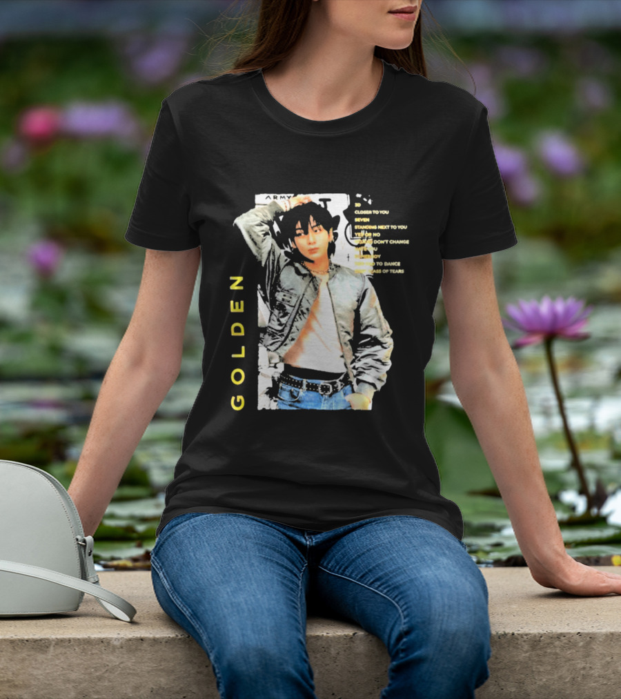 Seok Jin Wearing Jungkook Golden Visual With Song Titles T-Shirt