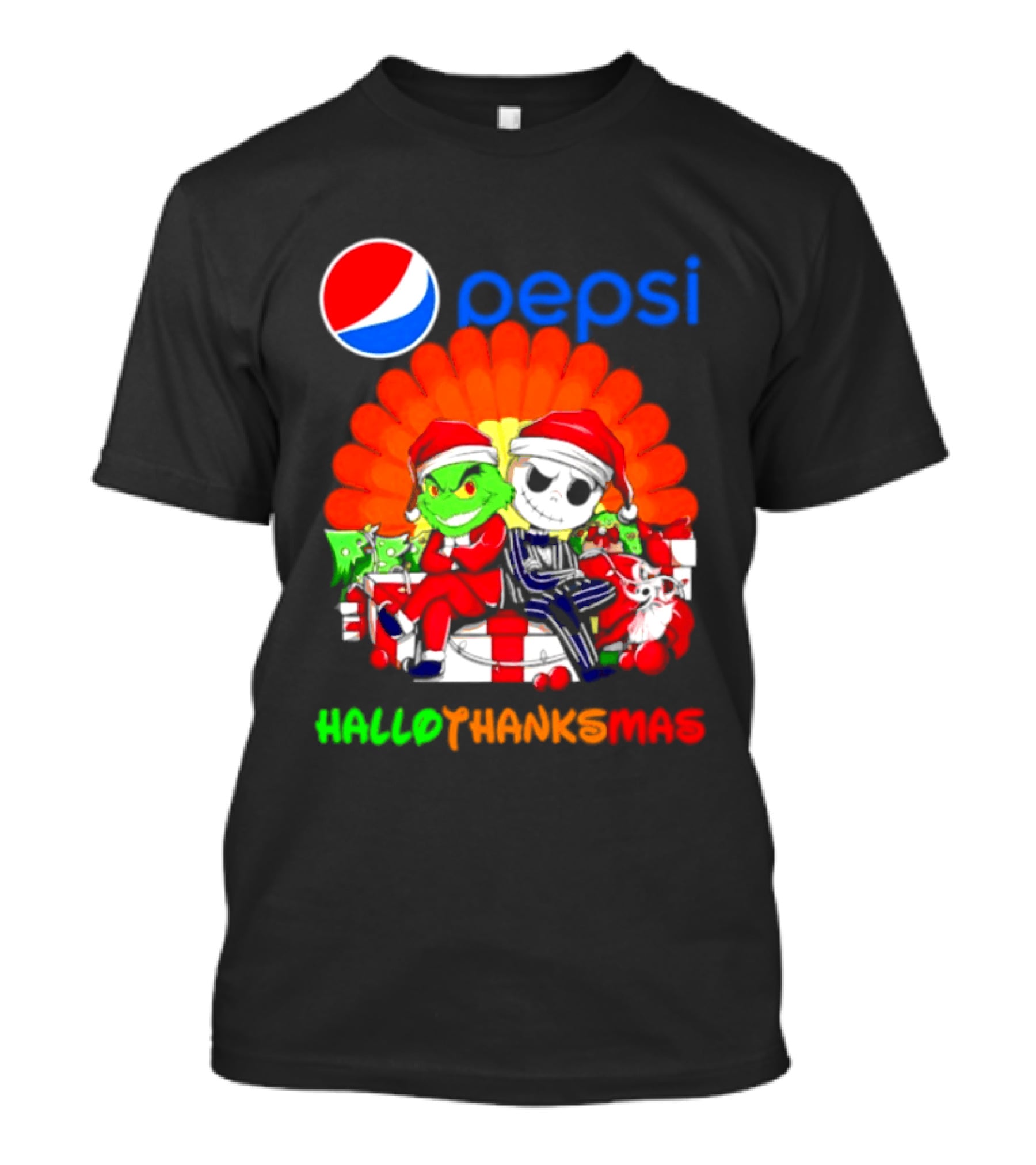 Pepsi Grinch Jack Skellington Hallothanksmas 2026 Holiday Mashup T-Shirt