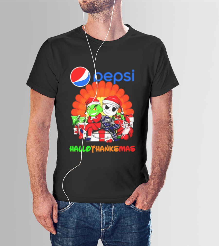 Pepsi Grinch Jack Skellington Hallothanksmas 2026 Holiday Mashup T-Shirt