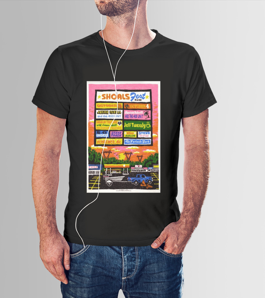 ShoalsFest 2026 October 3 4 Jason Isbell Drive By Truckers Jeff Tweedy Florence AL McFarland Park T-Shirt