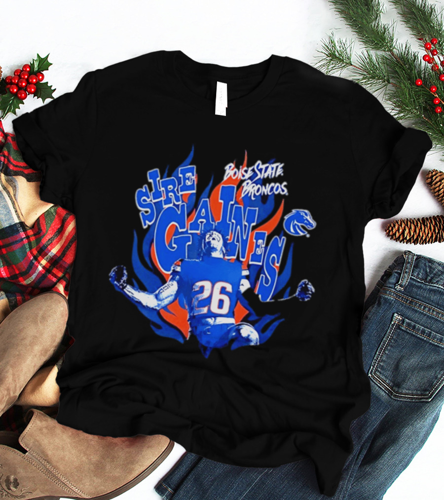 Boise State Broncos Sire Gaines NCAA Football 26 Flame T-Shirt