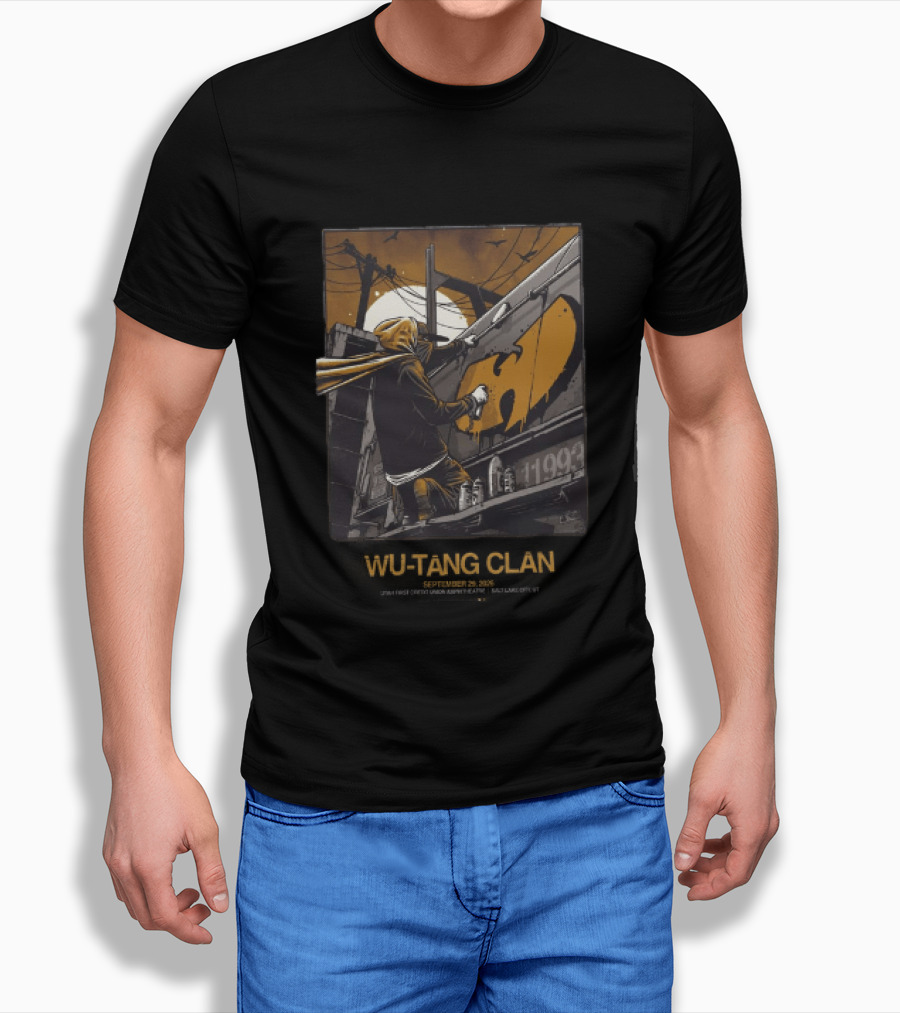 Wu Tang Clan Graffiti Art With Iconic Logo And Hooded Artist Scene T-Shirt