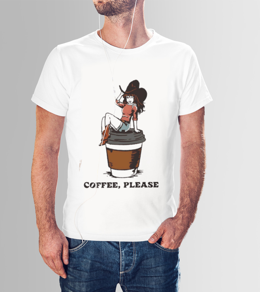 Cowgirl Coffee Please Western Caffeine Cartoon T-Shirt