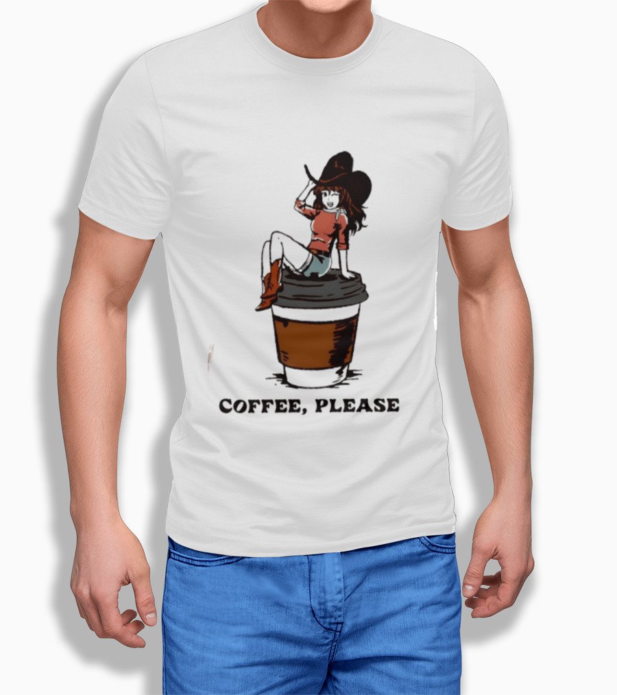 Cowgirl Coffee Please Western Caffeine Cartoon T-Shirt