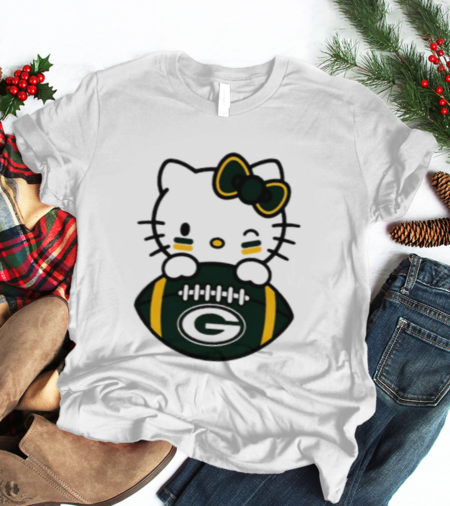 Green Bay Packers Hello Kitty Collaboration 2026 Football Season T-Shirt