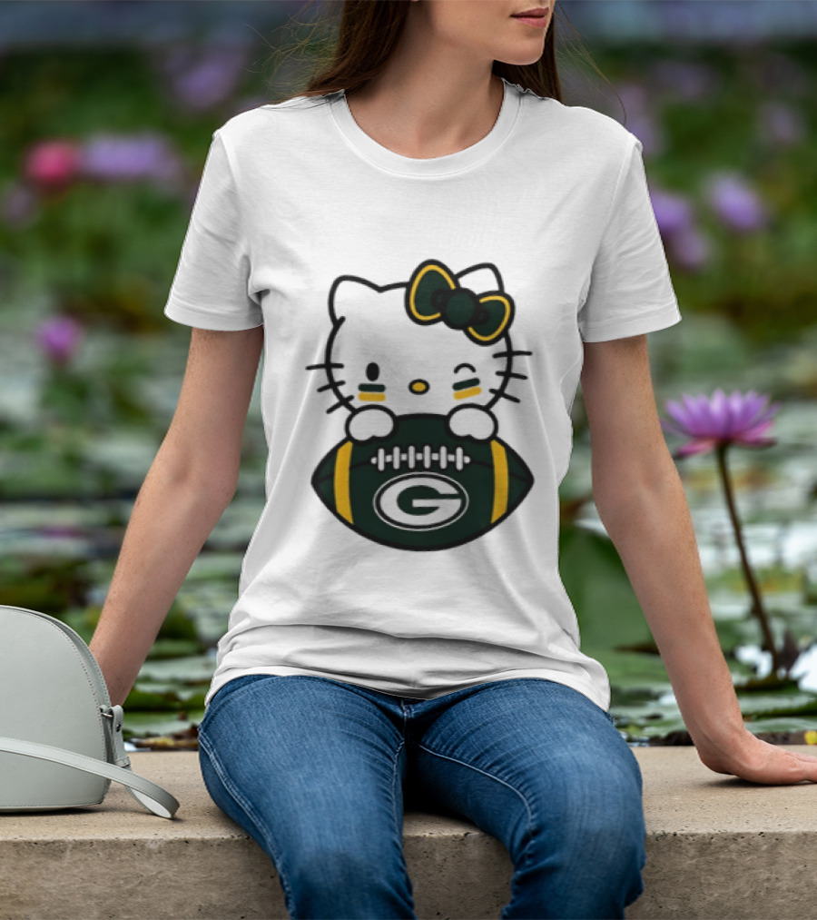Green Bay Packers Hello Kitty Collaboration 2026 Football Season T-Shirt