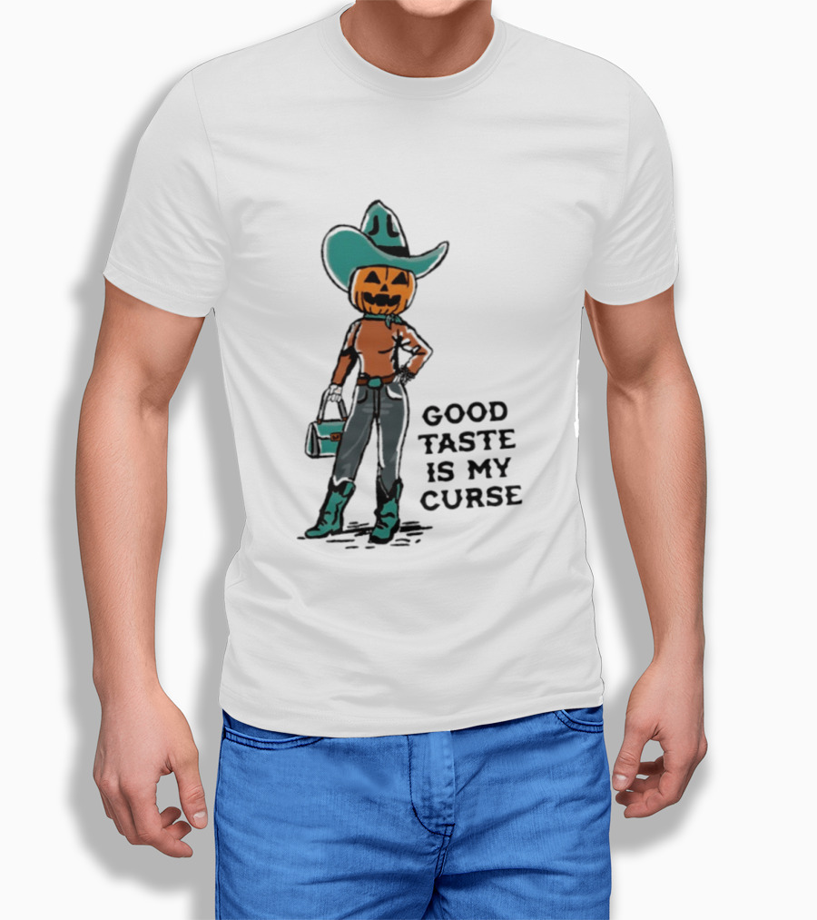 Pumpkin Cowboy Good Taste Is My Curse Halloween Outfit T-Shirt