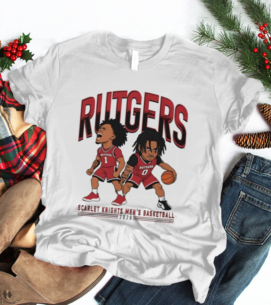 Rutgers Scarlet Knights Men's Basketball 2023 Tariq Francis Jamichael Davis Caricature T-Shirt