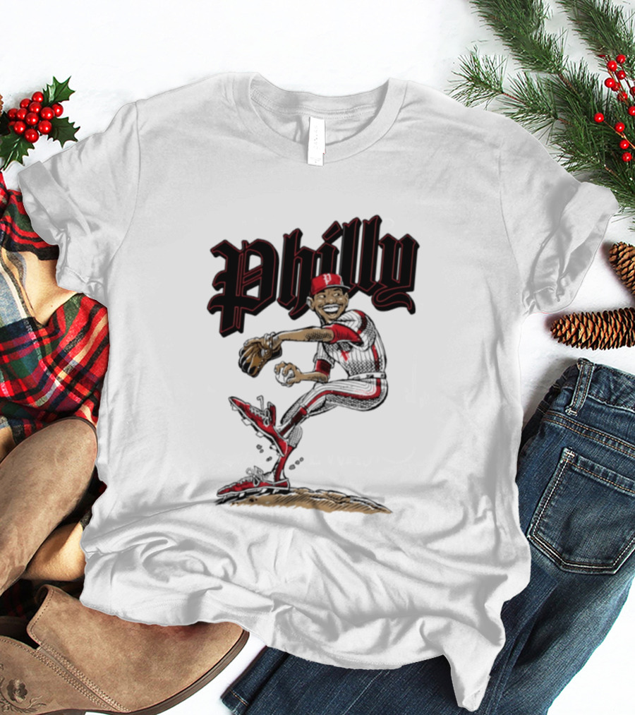 Philly Baseball Player Caricature T-Shirt