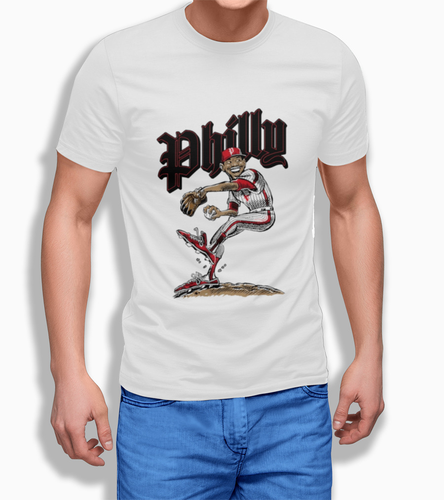 Philly Baseball Player Caricature T-Shirt