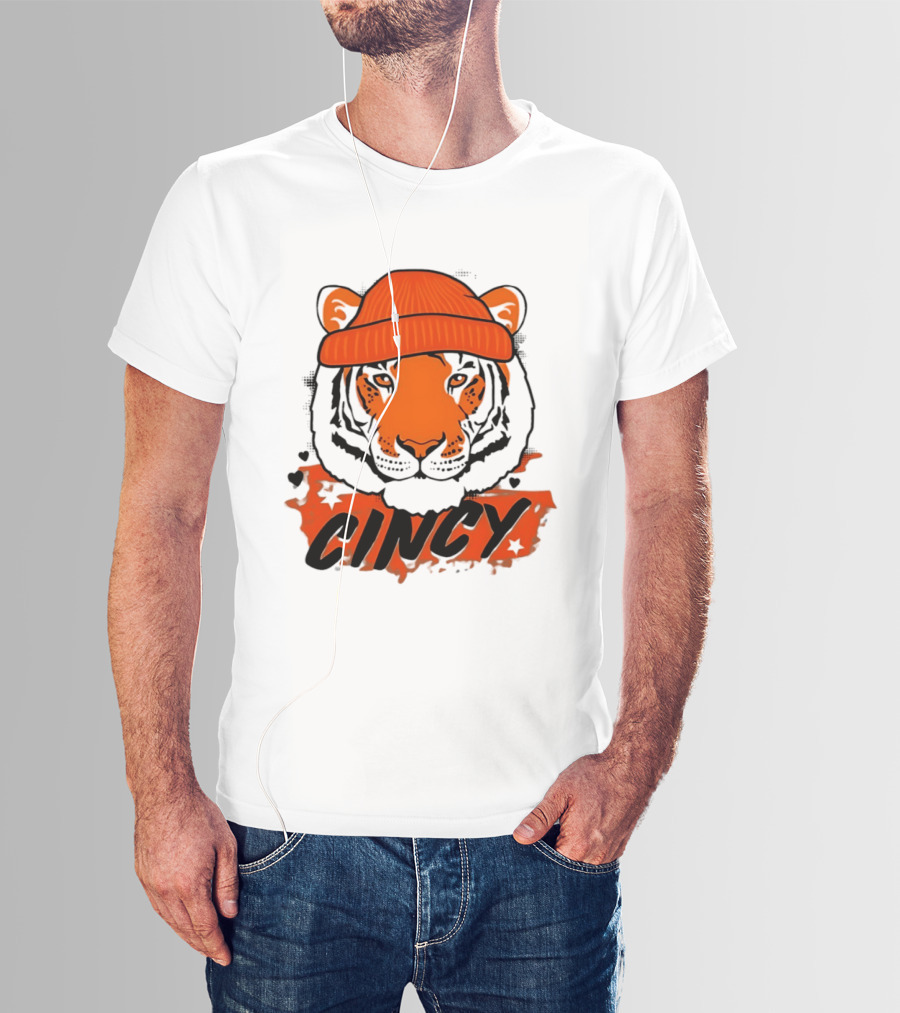 Cincy Tiger Beanie Cincinnati Bengals Football T-Shirt