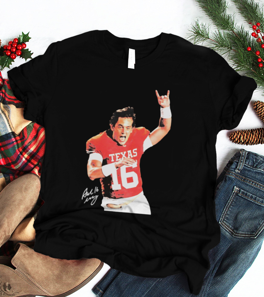 Arch Manning Texas Longhorns 16 Rock Hand Gesture T-Shirt
