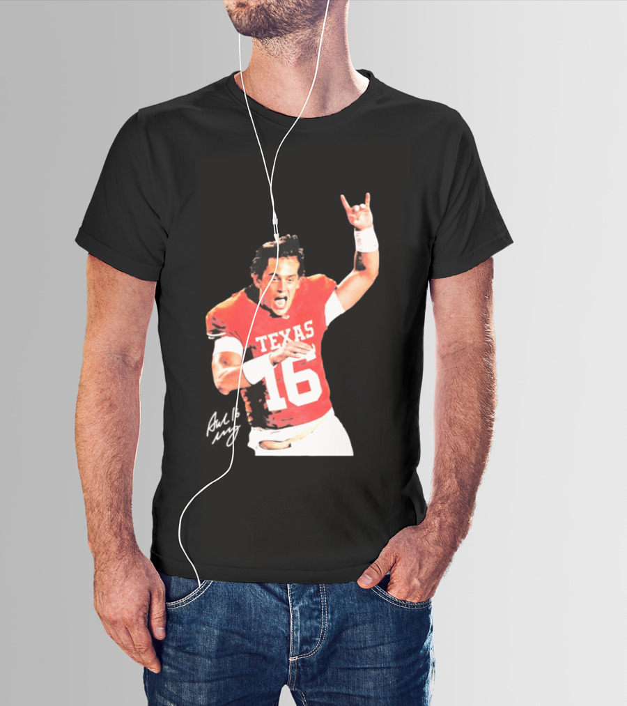 Arch Manning Texas Longhorns 16 Rock Hand Gesture T-Shirt