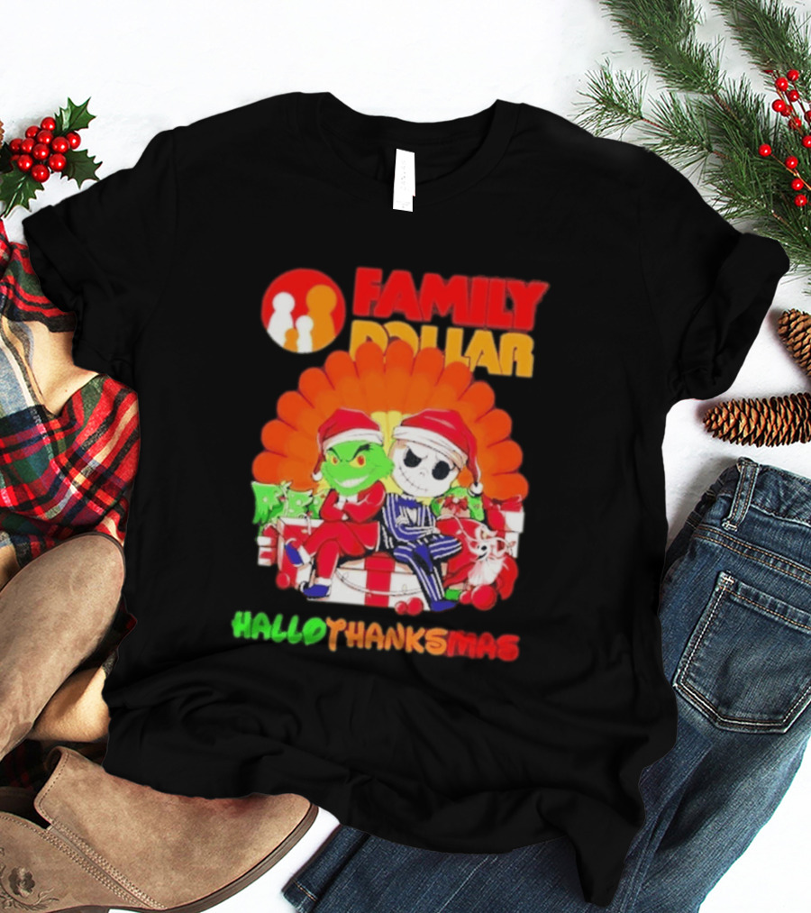 Family Dollar Grinch Jack Skellington Hallothanksmas 2026 T-Shirt