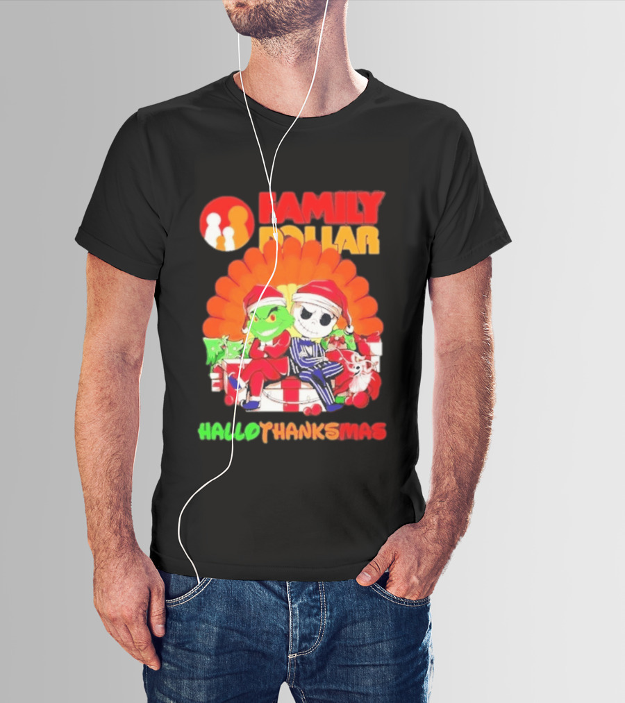 Family Dollar Grinch Jack Skellington Hallothanksmas 2026 T-Shirt