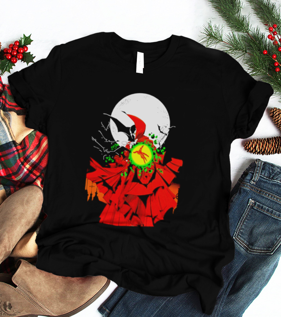 Graveyard Shift Whitegold Industries Spawn Halloween 2026 Full Red Moon T-Shirt