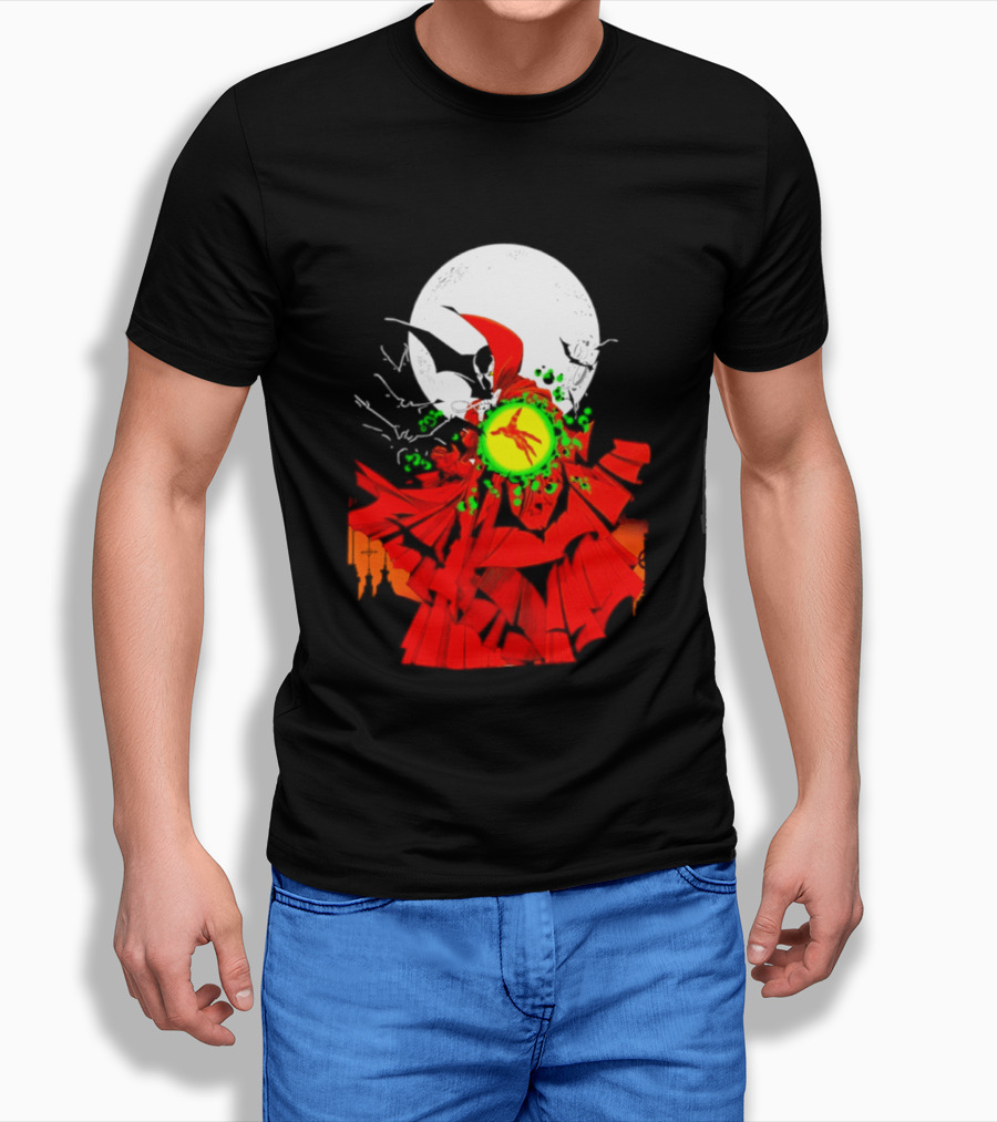 Graveyard Shift Whitegold Industries Spawn Halloween 2026 Full Red Moon T-Shirt