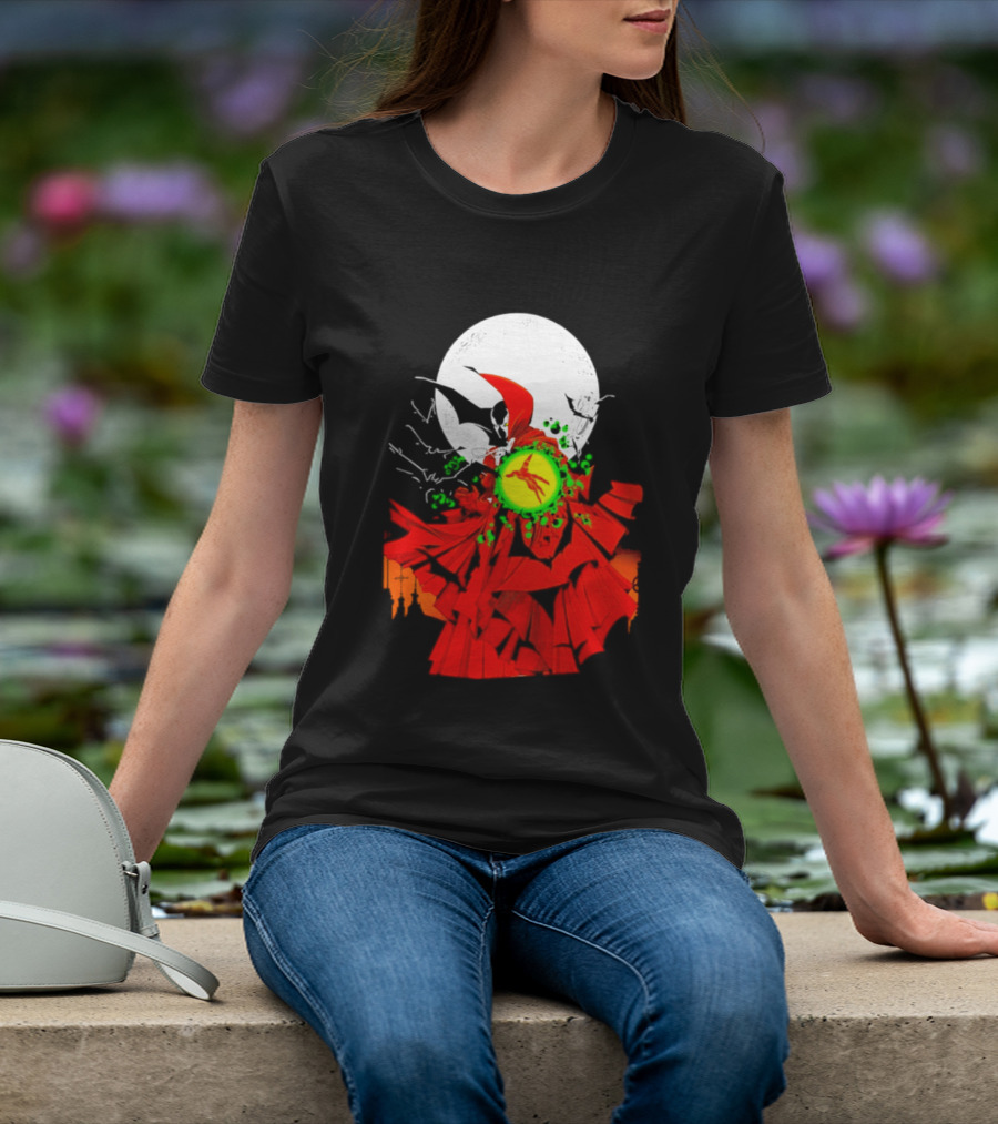 Graveyard Shift Whitegold Industries Spawn Halloween 2026 Full Red Moon T-Shirt
