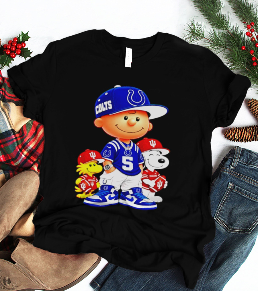 Charlie Brown And Snoopy Indianapolis Colts Indiana Hoosiers Football Team Merchandise T-Shirt