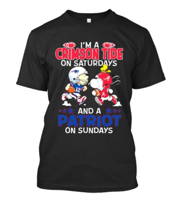 I'm A Crimson Tide On Saturdays And A Patriot On Sundays Football Peanuts T-Shirt