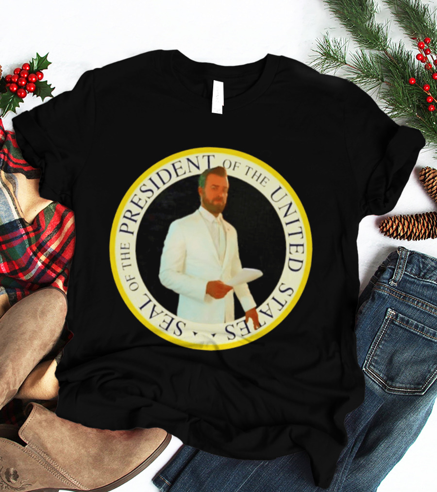 Seal Of The President Of The United States Justin Theroux In White Suit T-Shirt