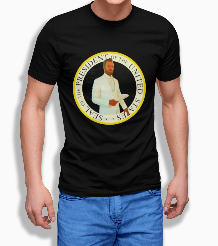 Seal Of The President Of The United States Justin Theroux In White Suit T-Shirt