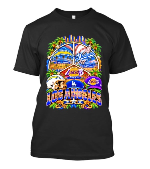 Los Angeles Dodgers Chargers Lakers SoFi Stadium City Skyline T-Shirt