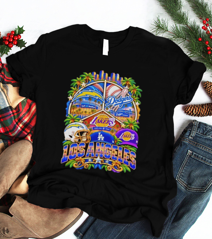 Los Angeles Dodgers Chargers Lakers SoFi Stadium City Skyline T-Shirt
