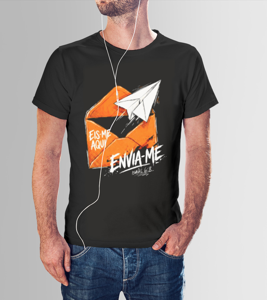 Eis Me Aqui Envia Me Isaias 6 8 Christian Envelope Paper Airplane T-Shirt