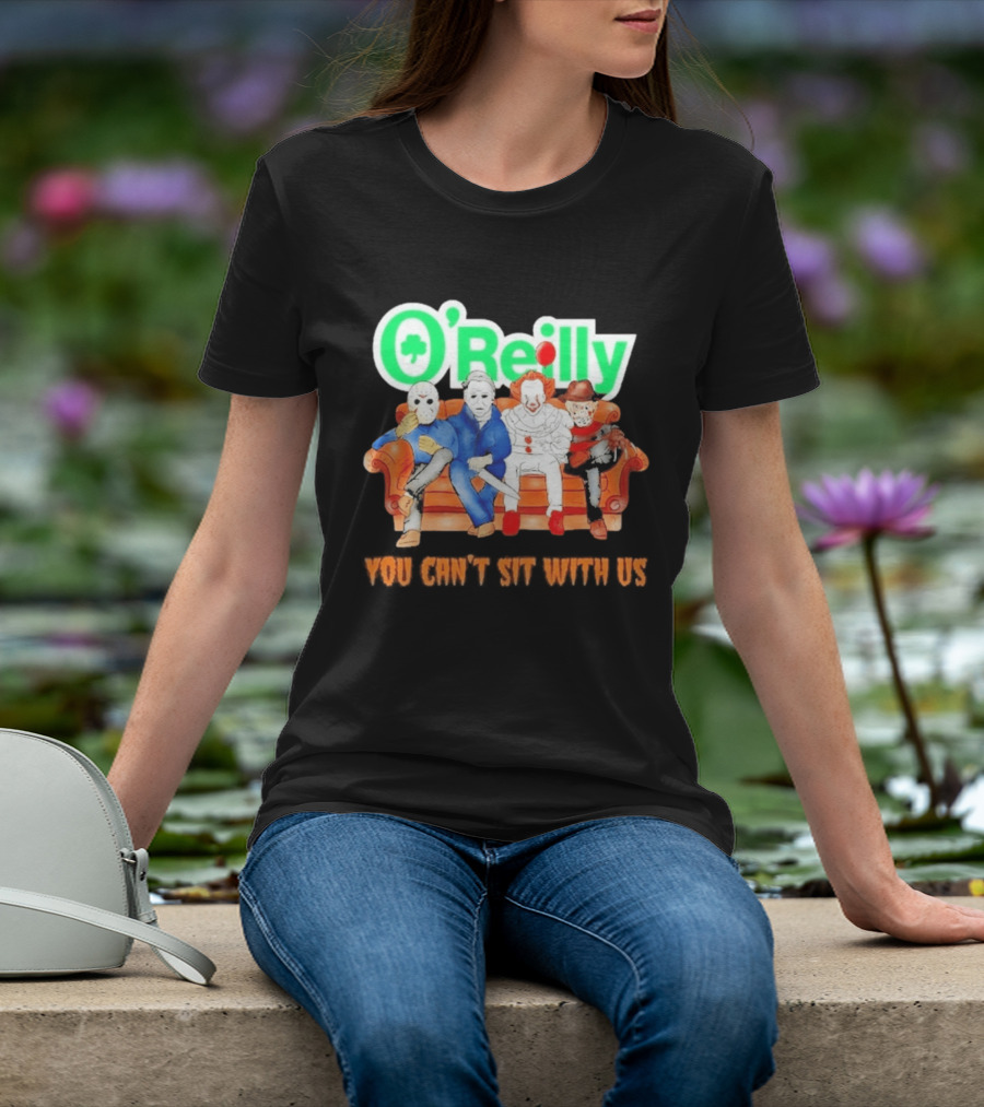 O'Reilly Horror Characters Friends Halloween 2026 You Can't Sit With Us Couch T-Shirt