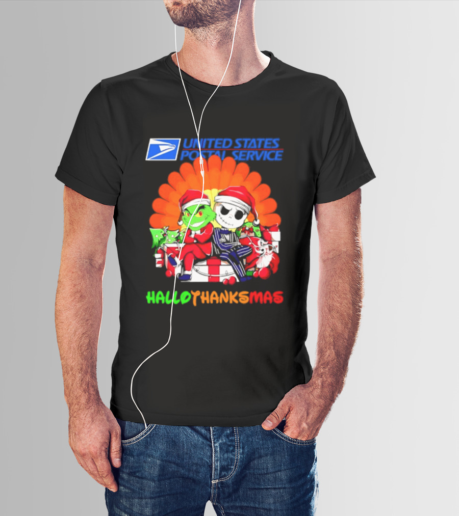 United States Postal Service Grinch Jack Skellington Hallothanksmas 2026 T-Shirt