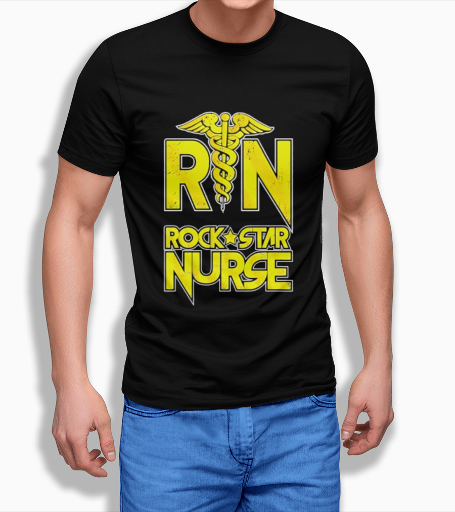 RN Rock Star Nurse Medical Professional Caduceus T-Shirt