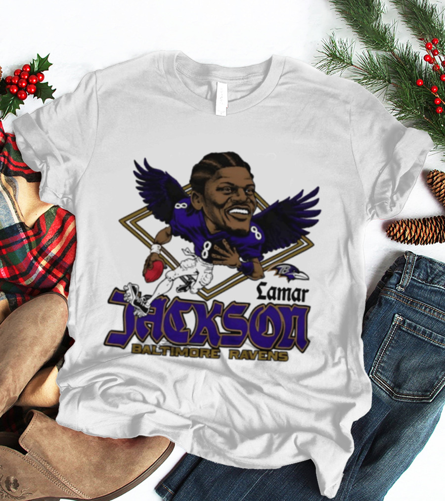 Lamar Jackson Baltimore Ravens Caricature T-Shirt