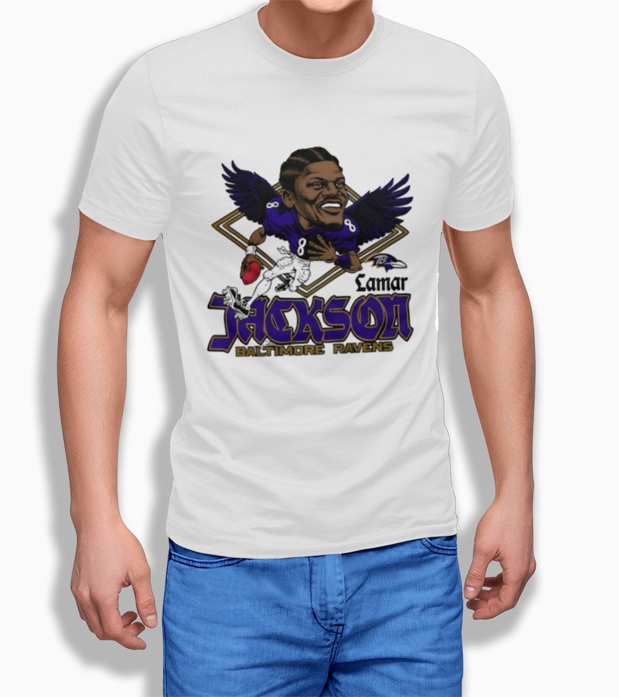 Lamar Jackson Baltimore Ravens Caricature T-Shirt