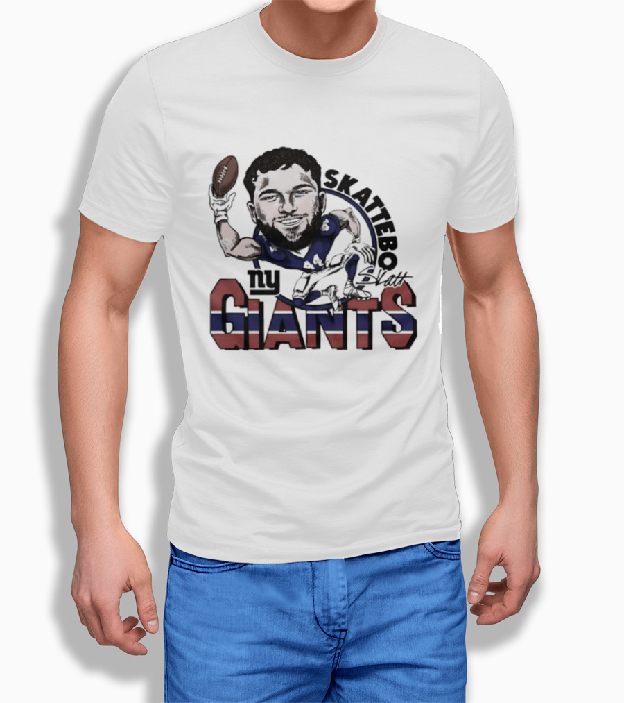Skattebo New York Giants Football Caricature Player T-Shirt
