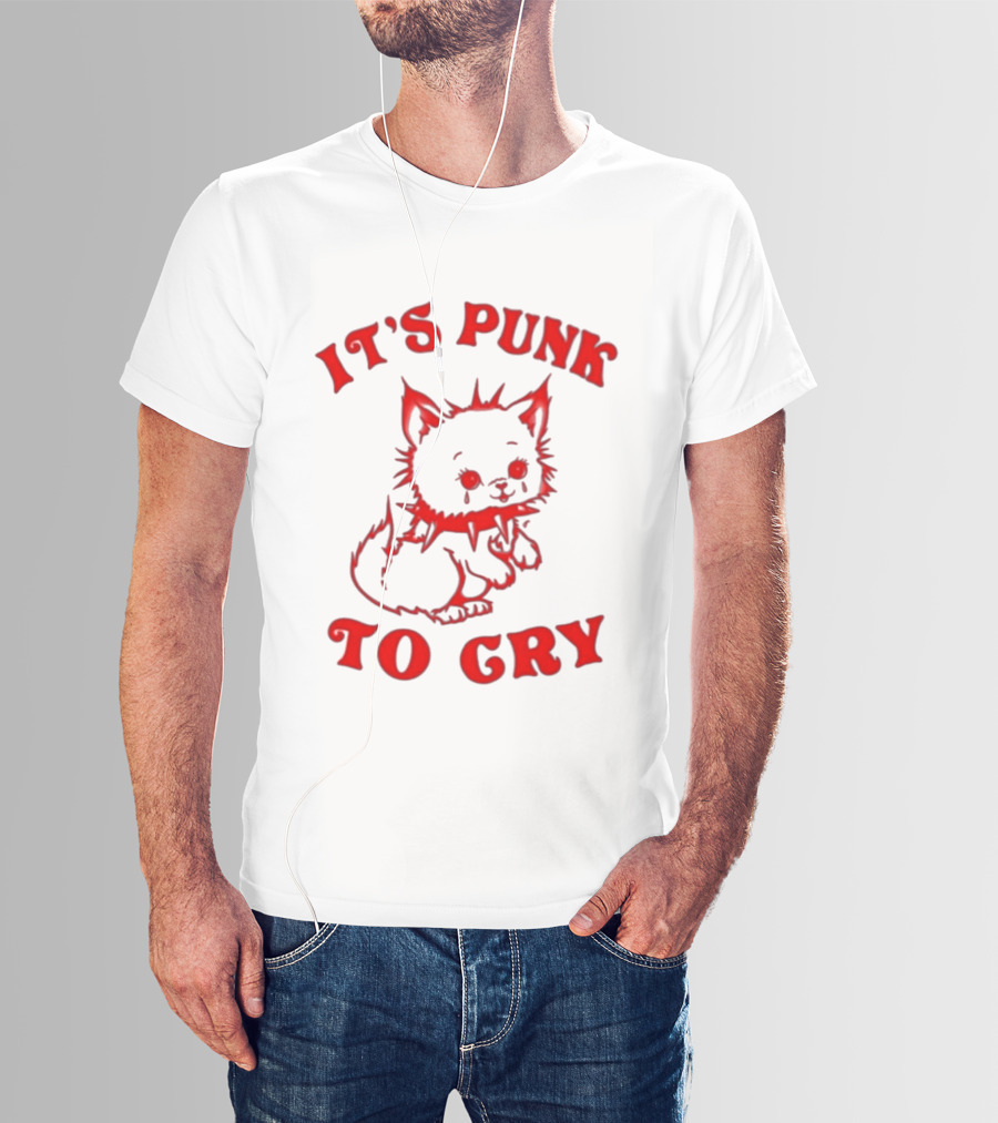 It's Punk To Cry Cat Spiked Collar T-Shirt