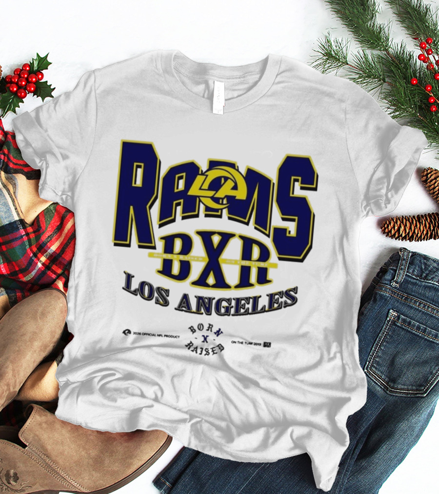 Los Angeles Rams BXR Born X Raised On The Turf 2026 Product White T-Shirt