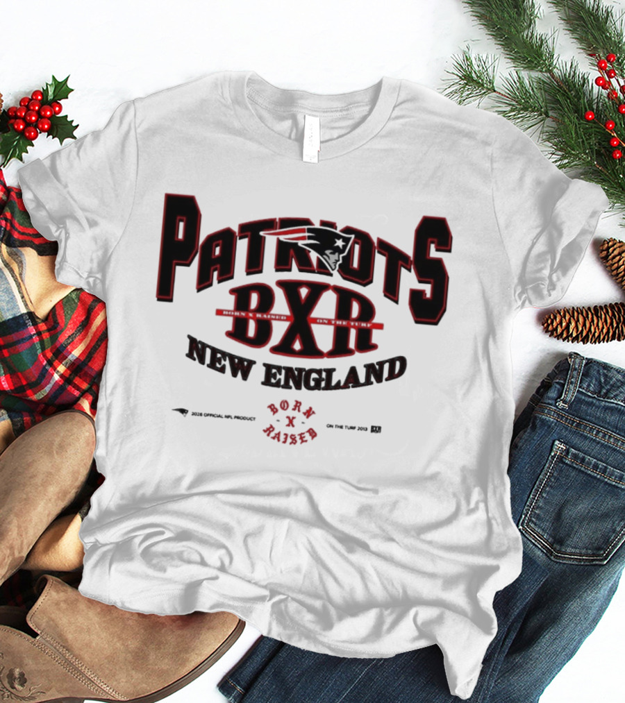 New England Patriots BXR Born X Raised Turf 2026 White T-Shirt