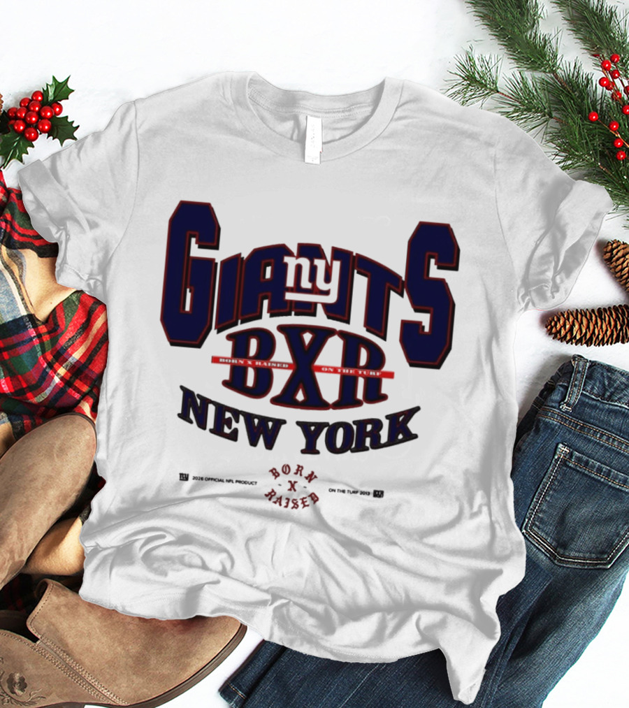 New York Giants BXR Born X Raised On The Turf Football T-Shirt