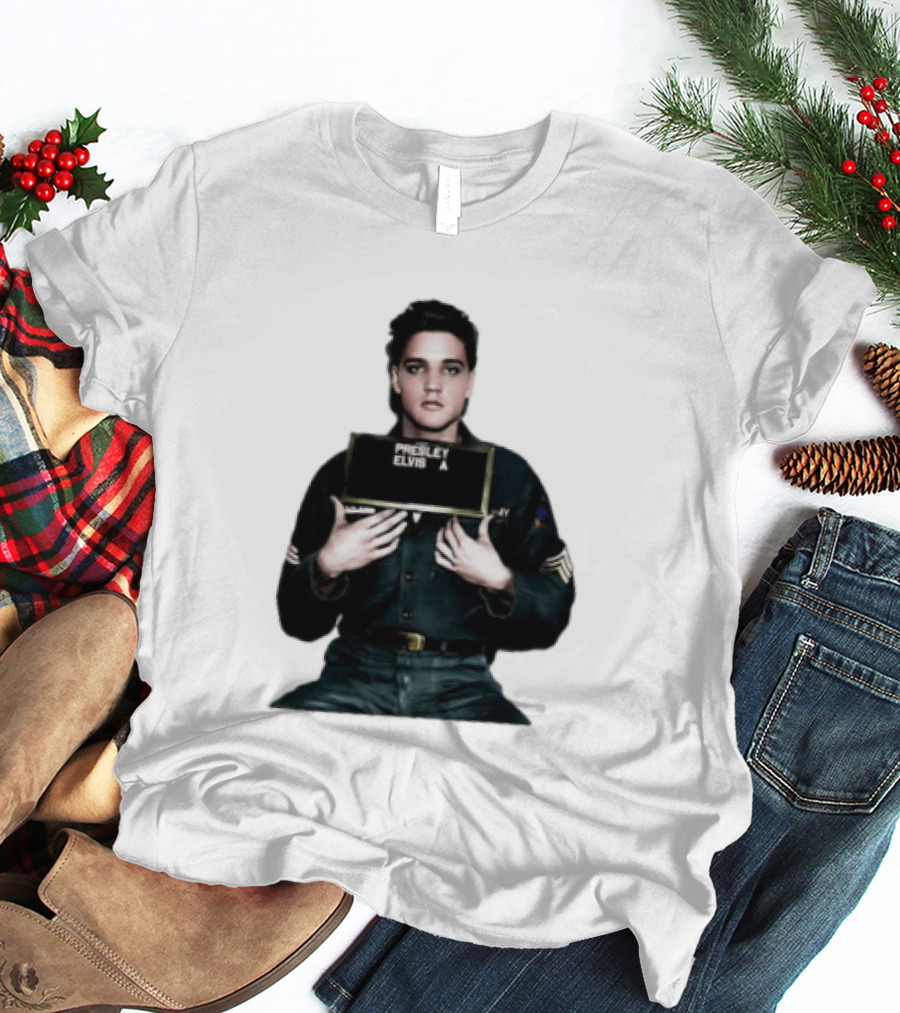 Elvis Presley Army Shot King Of Rock And Roll Iconic Military T-Shirt