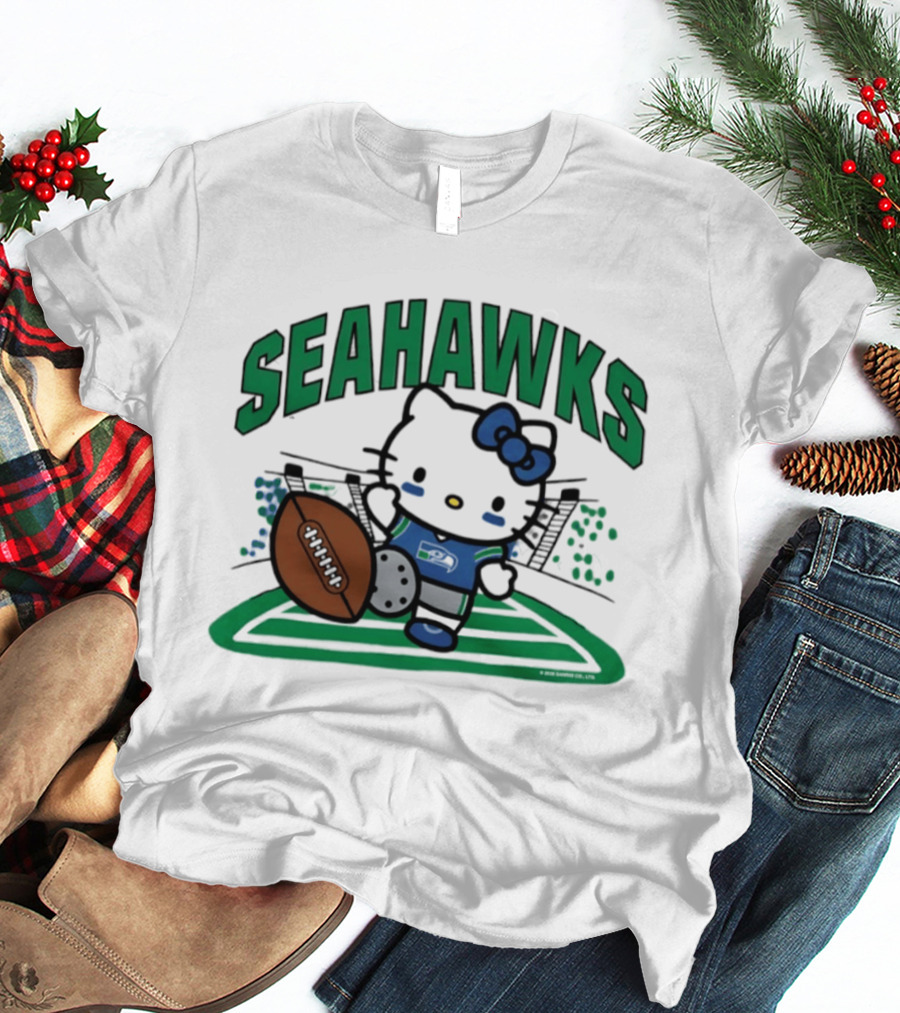 Hello Kitty Seattle Seahawks Football Stadium Kickoff T-Shirt