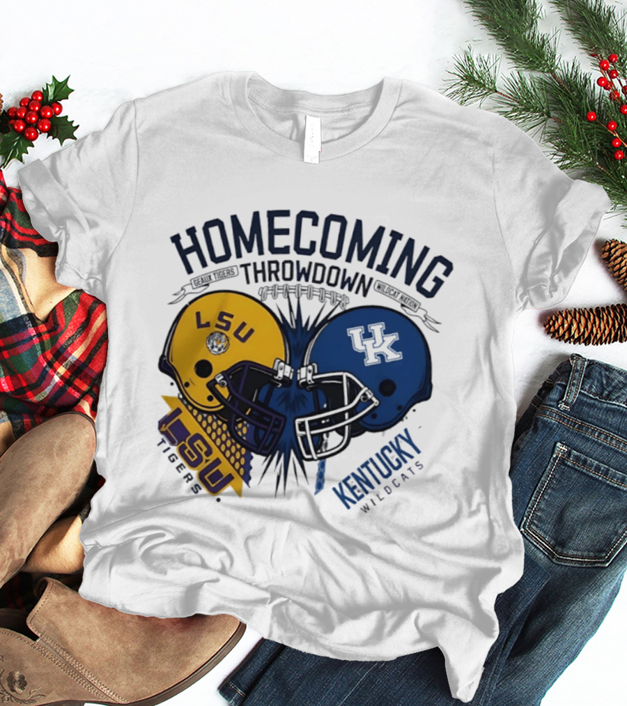 LSU Tigers Vs Kentucky Wildcats Football Homecoming Throwdown October 10 2026 Helmet Clash T-Shirt