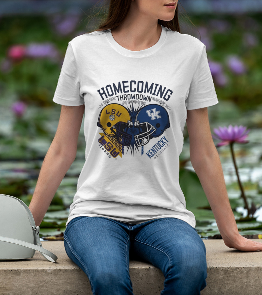 LSU Tigers Vs Kentucky Wildcats Football Homecoming Throwdown October 10 2026 Helmet Clash T-Shirt