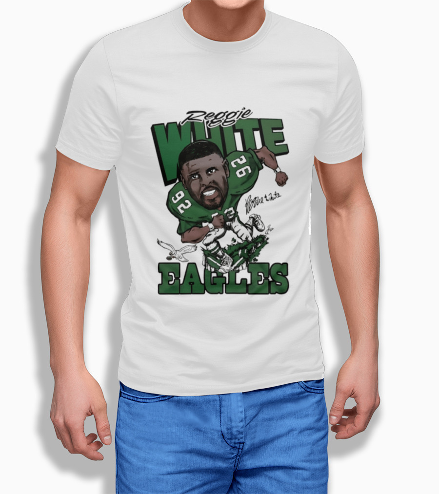 Philadelphia Eagles Reggie White 92 Player Caricature T-Shirt