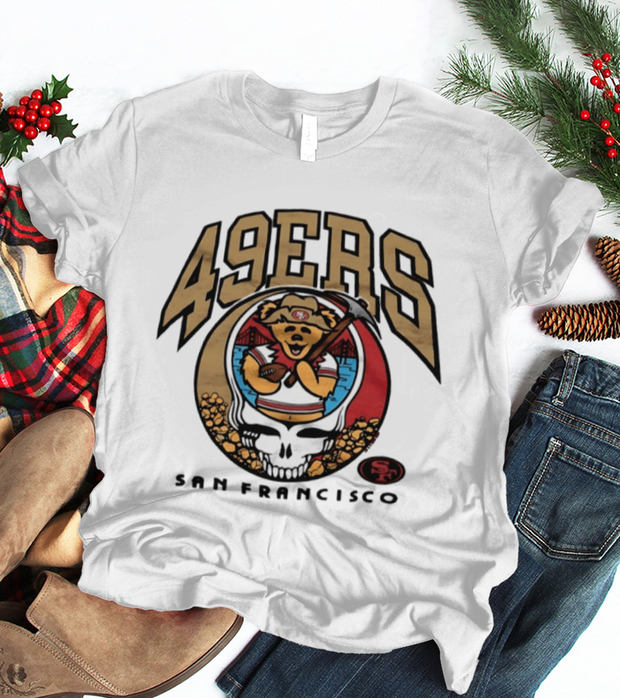 San Francisco 49ers Grateful Dead Steal Your Face Bear Design Collaboration T-Shirt