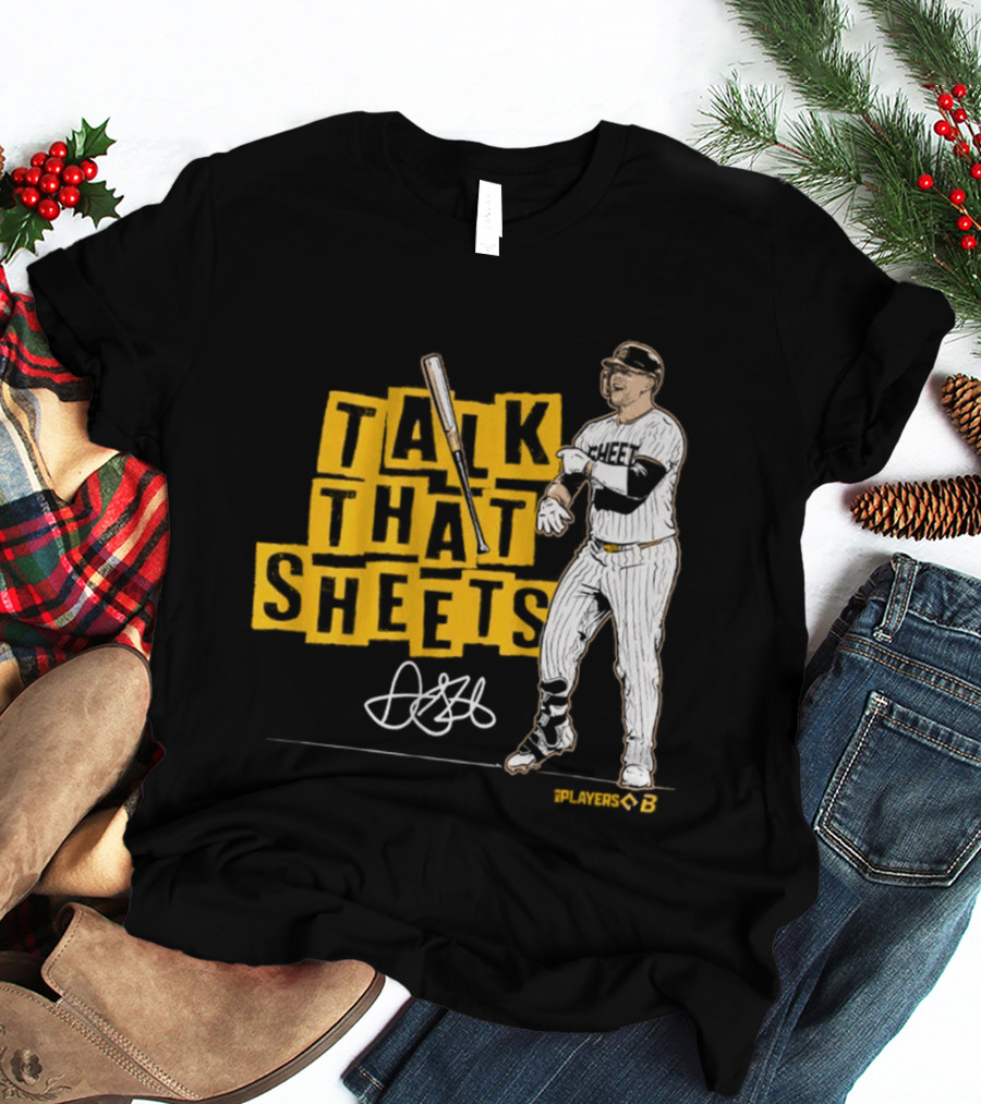 Gavin Sheets Talk That Sheets Baseball Player Yellow Block Lettering T-Shirt