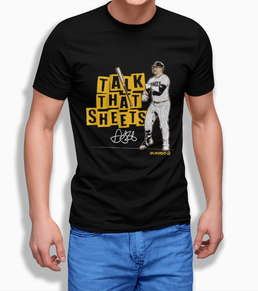 Gavin Sheets Talk That Sheets Baseball Player Yellow Block Lettering T-Shirt