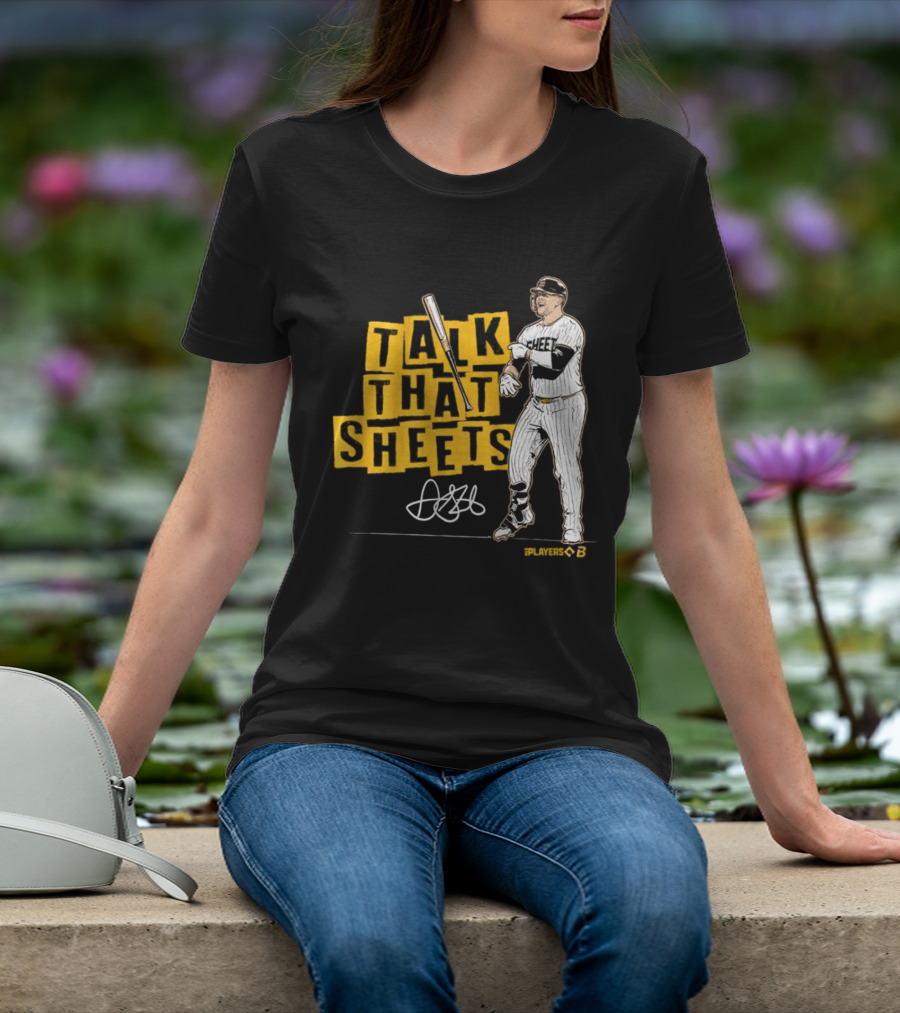 Gavin Sheets Talk That Sheets Baseball Player Yellow Block Lettering T-Shirt